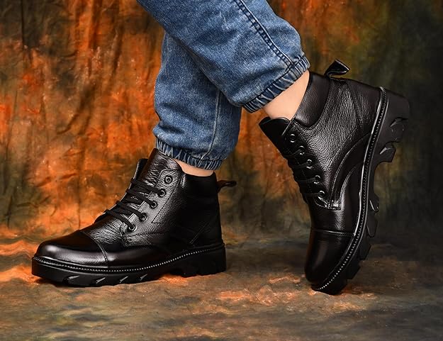 LEATHER MENS CASUAL BLACK BOOT